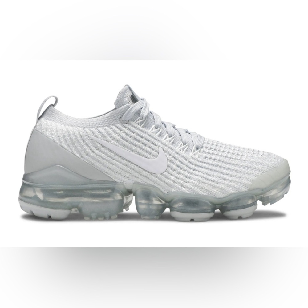 Nike White Air VaporMax Flyknit Shoes. Pure platinum.